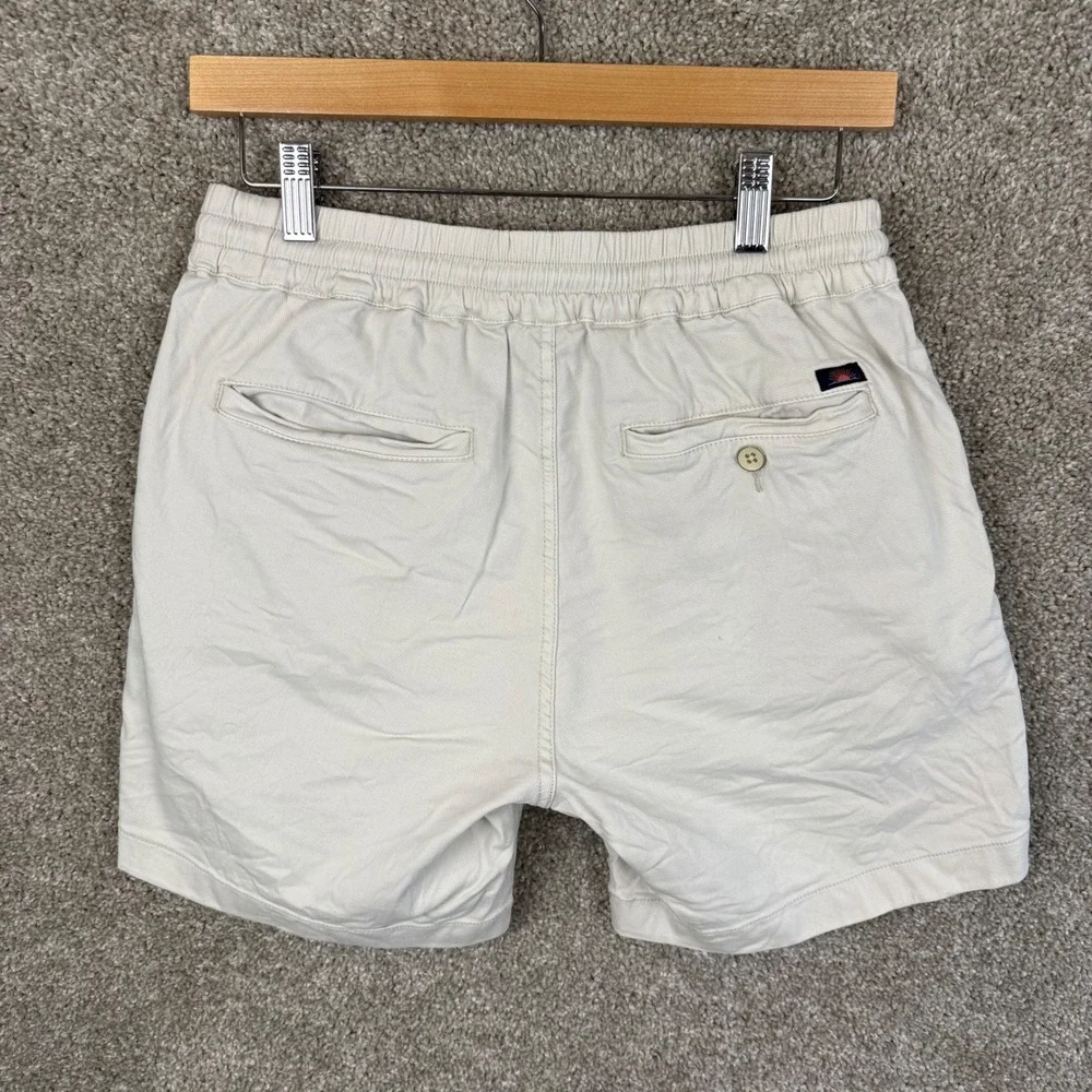 Faherty Mens XS All Day Shorts Cream Organic Cotton Linen Blend Drawstring